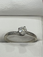 14K White Gold Diamond Solitare Size 8 1/2 -SPB