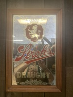 Rare Stroh's Beer On Draught Mirror Sign Bar Advertisement Smoked Glass 21"x14" 