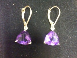 Amethyst Dangle Earrings - 1" x 1/2" - 10K- PPSKN