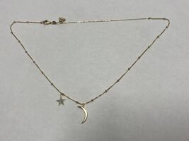 Star And Moon Necklace 17 Inches 14K Yellow Gold PPSD