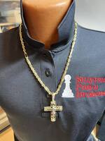 22" 14K Diamond Cut Milano Chain with Two-Tone Crucifix   LS(326655)  