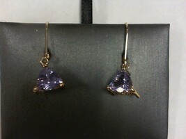 Trillion Cut Amethyst Lever Back Earring - YG - 14K - PPSKN