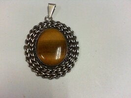 Tigers Eye Pendant - Sterling Silver - 925 - PPSKN