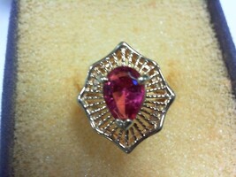 Pink Sapphire Filigree Ring - YG - Sz 6 - 10K - PPSKN