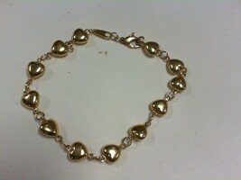Puff Heart Bracelet - YG -  8 Inches - 14K - PPSKN