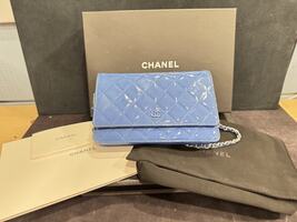 CHANEL Quilted CC SHW Wallet On Chain Shoulder Bag Blue             LS(335215)