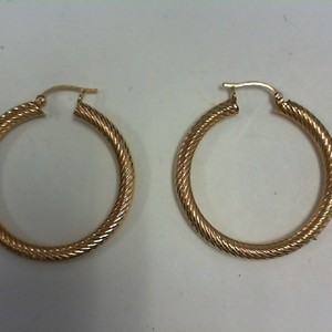 Swirl Design Hoop Earrings - YG -  2 Inches Round - 14K - PPSKN