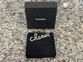 Chanel Faux Pearl Crystal Runway Pin Broach Script w/ Box & Dust Bag - VWG 33869