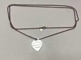 TIFFANY & CO Silver Return to Tiffany Heart Tag Long Beaded Necklace 34 1/2PPSDM