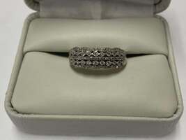 10K White Gold Ring With Small Diamonds Size 9 PPSDM