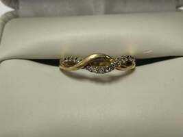 10K Yellow Gold Twisted Braided Ring With Small Diamonds Size 8 PPSDM