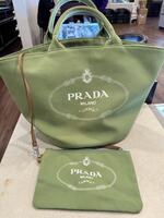 Prada Canapa Convertible Shopping Tote Canvas Medium       LS(339251)