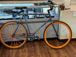 Critical Fixed Gear Single Speed Urban Road Bike Gray / Orange w/ Schwinn Mount