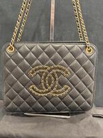 Chanel Black Calfs Quilted Small Once Upon a Time CC  Chain Accordion Tote339721