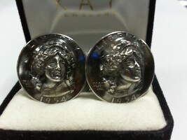 Unique Cufflinks 90% Silver 1954  Quarter - PPSKN