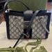 GUCCI GG Supreme Monogram Textured Dollar Calfskin Web Small Padlock  LS(340019)