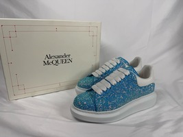 Alexander McQueen Oversized Metallic Blue Sparkle US Size 8.5 TS340200