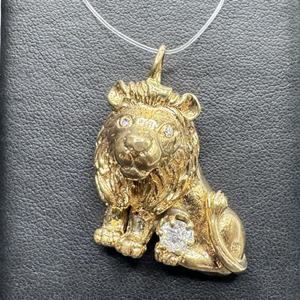 14K Gold Lion Pendant with Clear Stone                 LS(340358) 
