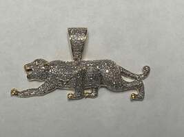 10K Avianne Yellow Gold Jaguar Panther Cat With Small Diamond Chips PPSDM
