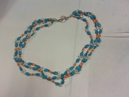 Blue Agate & Pearl Necklace Set in Sterling Silver - PPSKN