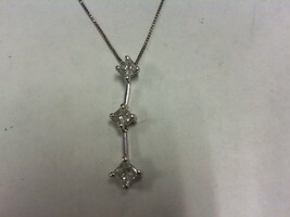 White Gold 3 Diamond Pendant on 20" Box Chain14K  - PPSKN