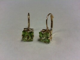 Peridot Lever Back  YG Earrings - 14K - PPSKN