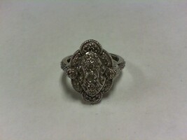 Art Deco Look White Gold  Diamond Ring - Sz 7.5 - 14K - PPSKN
