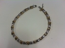 X's Bracelet w Diamonds - WG/YG - 7 Inches - 10K - PPSKN