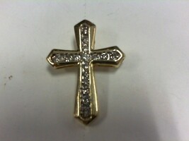 Diamond Cross Pendant - YG - 1" x 1/2' - 10k - ppskn