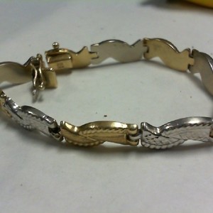 Link Bracelet - White & Yellow Gold - 7 Inch - 10K - PPSKN