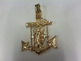 Anchor Cross w Christ - YG -  1 1/2" x 1" - 14K - PPSK