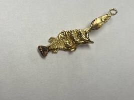14K Yellow Gold Bass Fish Pendant Charm PPSDM