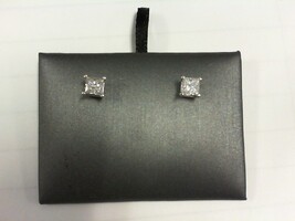1 CTW Diamond Emerald Cut Stud Screw Back Earrings - WG - 10K - PPSKN