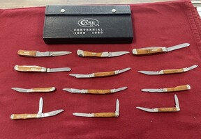 Case XX 1989 Curly Maple Wood12 Knife CENTENNIAL SET #442/750 - PPSKN