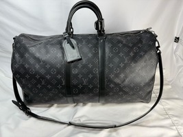 Louis Vuitton Black Monogram Eclipse Keepall Bandouliere 55 Duffle SPB-TS 345407