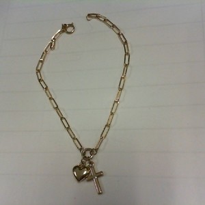 Yellow Gold PaperClip Bracelet - w Charms - 8" - 10K - PPSKN