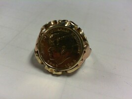 Gold Ring w John F.  Kennedy Commemorative Coin - Sz 6 - 14K - PPSKN