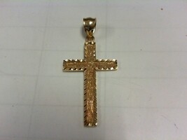 Diamond Cut Cross Pendant - YG -  1 1/2" x 3/4" - 14K - PPSKN