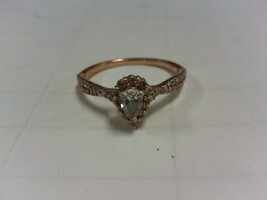 Rose Gold Diamond Ring - Sz 7.5 - 14K - PPSKN