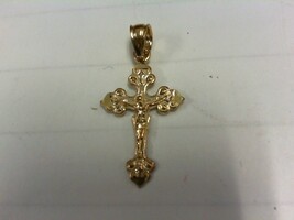 Gold Cross Pendant  - YG - 1" x 1/2" - 10K - PPSKN