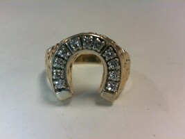 Horseshoe Ring with Diamonds - YG - SZ 12 - 14K - PPSKN