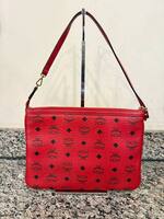 MCM Visetos Zip Top Pouch (From Medium Liz Shopper Tote) Red SPB-TS 347250