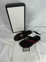 Gucci Kika GG Logo Web Stripe Nylon Thong Sandals US 7 TS 347664