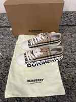 BURBERRY LARKHALL BEIGE CHECK CANVAS LOGO SNEAKERS W/US 6 TS 347665