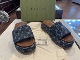 Gucci Denim Slides Women's   9.5 US             LS(347673)