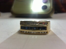 Diamond & Sapphire Ring -  YG - Sz 11.5 - 14K - PPSKN