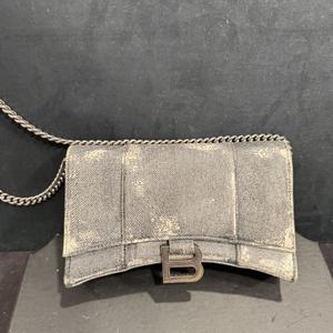 Balenciaga Hourglass Chain Wallet Denim Printed Leather            LS(348154)