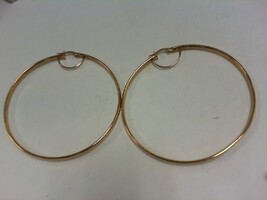 Large Gold Hoop Earrings -  YG - 2 1/2" x 2 1/2" - 14K - PPSKN
