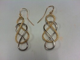 Celtic Knot Braided  Drop  Earrings - YG/WG - 2.5" x 1" - PPSKN