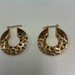 Lace Design Hoop Earrings - YG -  1" x 1" - 14K - PPSKN